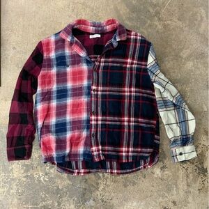 Patchwork Plaid Flannel Button Up Shirt Mens Top Medium PACSUN obo